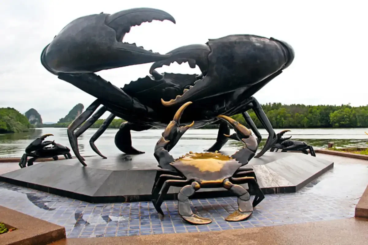 Giant Black Crab Statue in Krabi Riverside Park