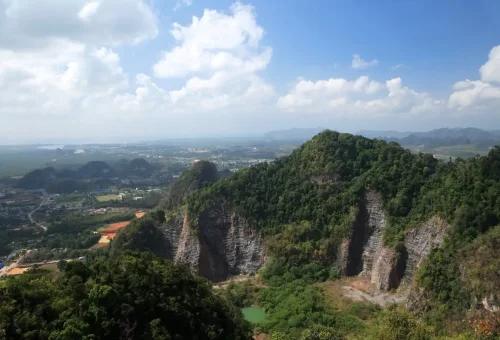 Panoramic mountain view from Krabi Tiger Cave Temple