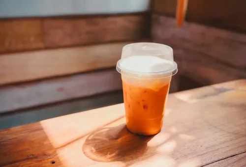 Thai iced tea at Krabi local café