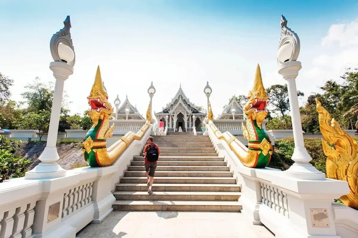 Wat Kaew Korawaram temple staircase Krabi city