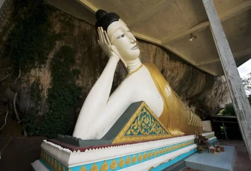 Reclining Buddha statue in Krabi cave temple