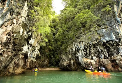Kayak station and forest entrance at Sea Kayak Ao Thalane Krabi