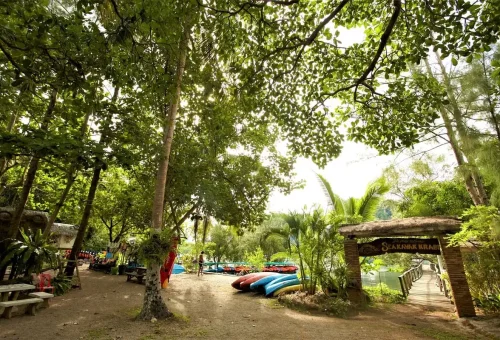 Kayakers exploring sea caves at Ao Thalane Krabi