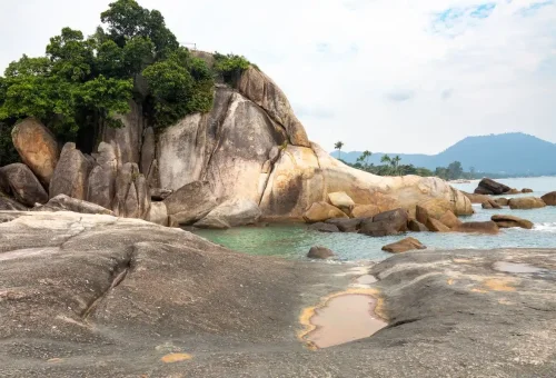 Natural rock formations by the sea at Hin Ta Rocks, Koh Samui.