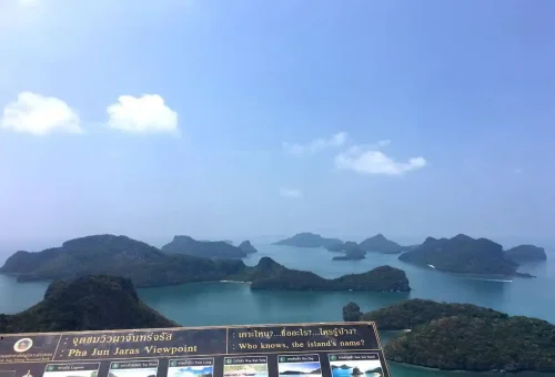 View from Pha Jun Jaras Viewpoint overlooking the islands of Angthong National Marine Park.