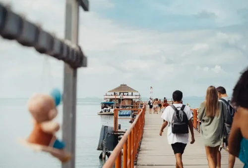 Koh Samui party boat anchored near Pig Island beach