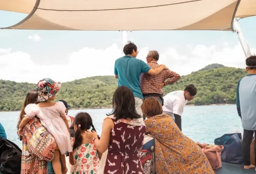 Guests relaxing on Samui party boat deck