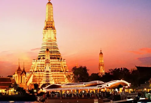 Dine onboard the Apsara as you sail along the Chao Phraya River in Thailand_