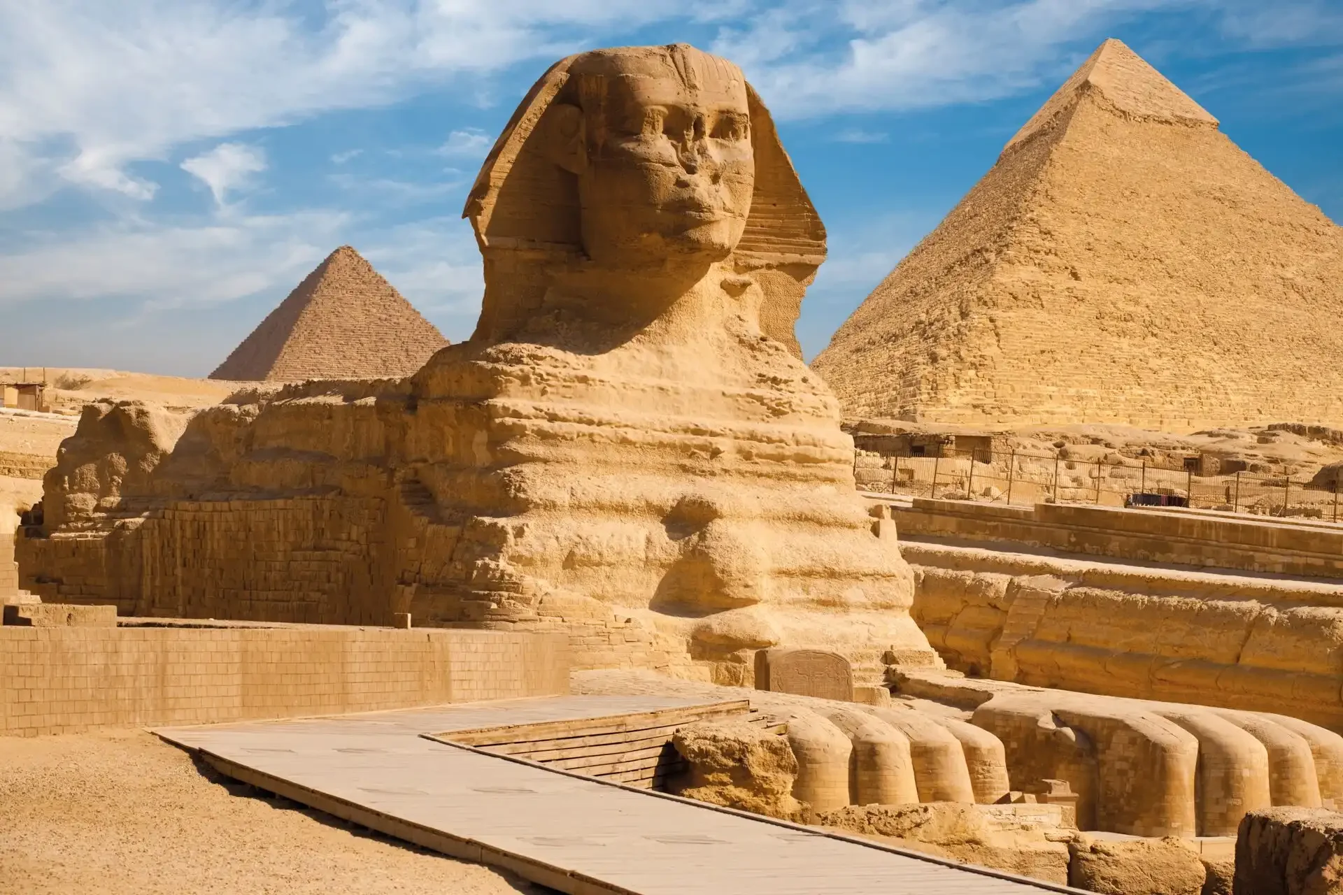 large-full-sphynx-profile-pyramid-giza-egypt-178375366