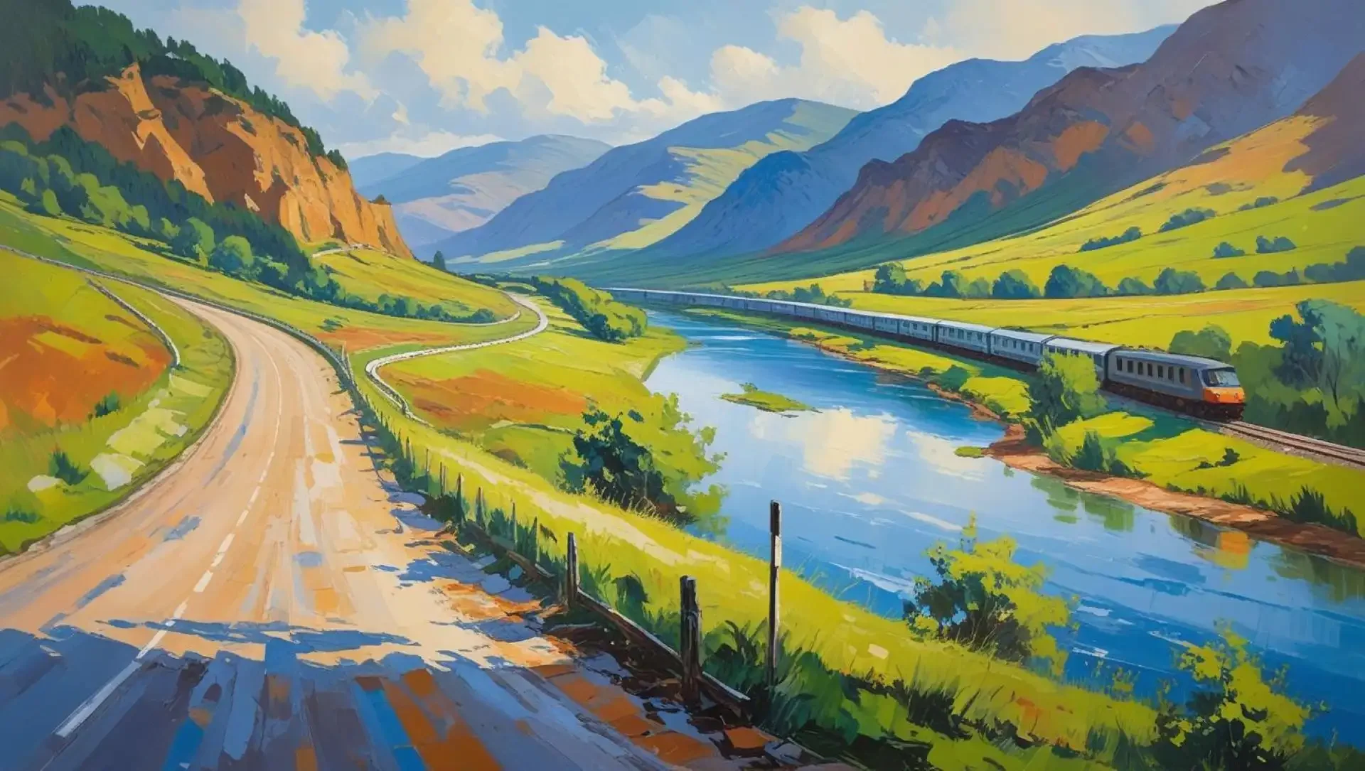 by road, by river, by rail
