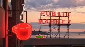 Public Market Sign Seattle Washington Usa 1
