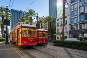 Street Cars Canal Street New Orleans Louisiana Usa