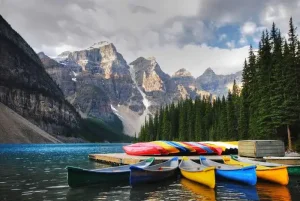 Canoes Moraine Lake Banff Canada