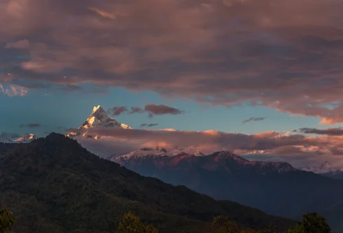 Sunset view of Mt. Machhapuchere from Potana
