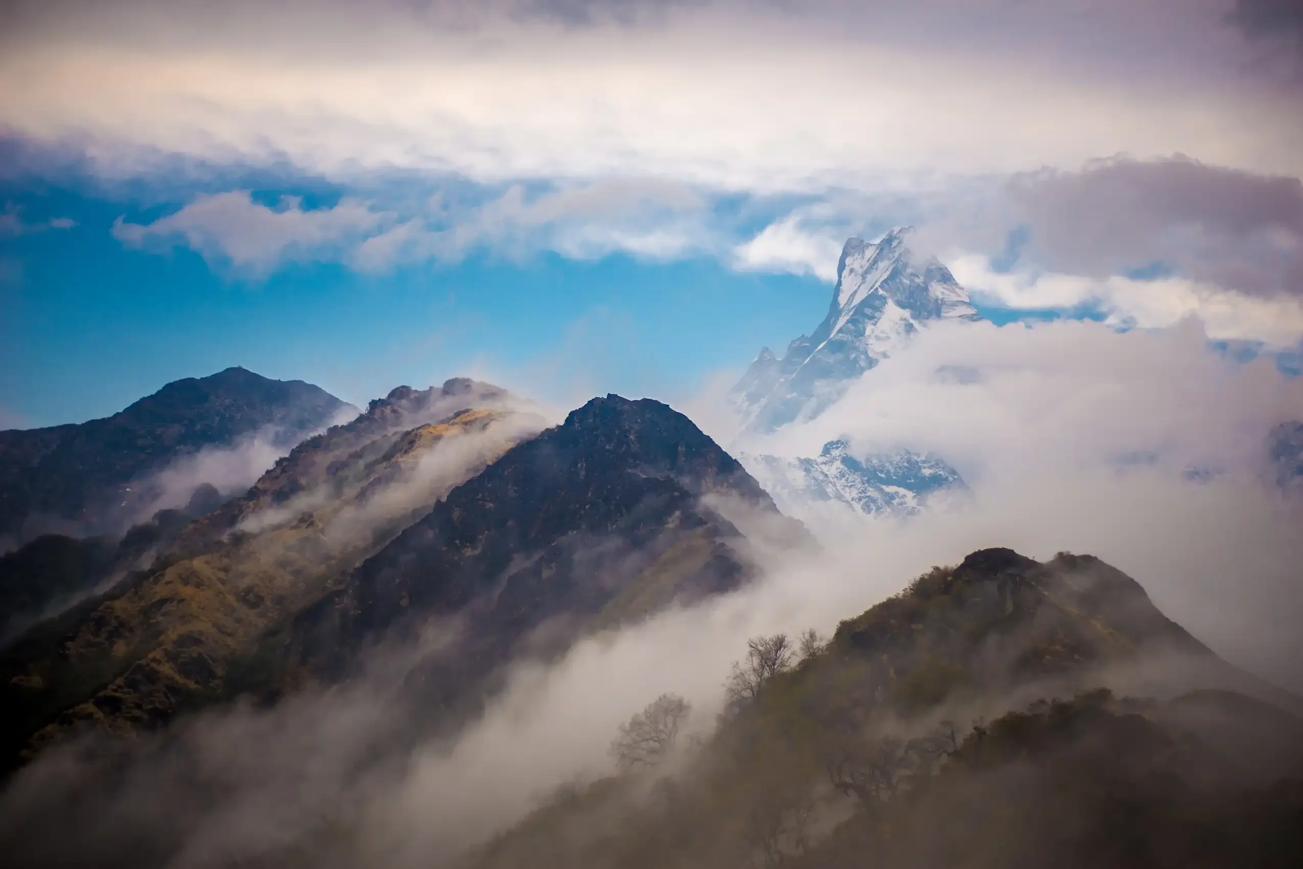 View of trail to Mardi Base Camp from hotel at High Camp