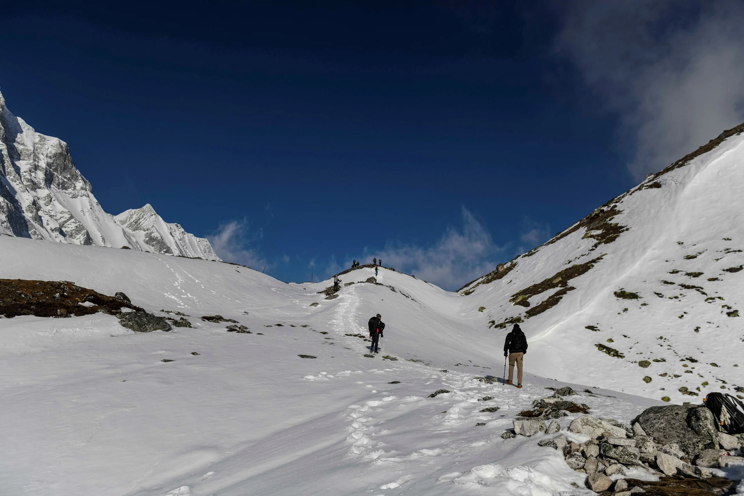 Below Larkya La Pass on the Manaslu Circuit