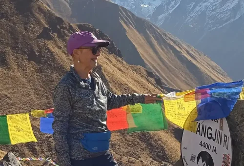 Langtang old lady enjoying