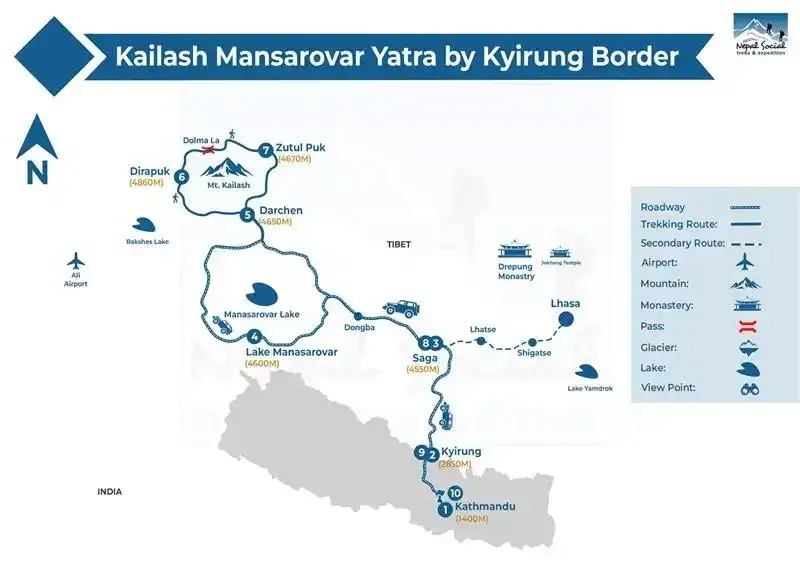 Kailash Mansarovar Tour Map