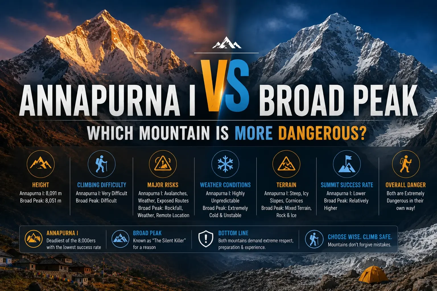 Annapurna I vs Broad Peak - Which Mountain Is More Dangerous